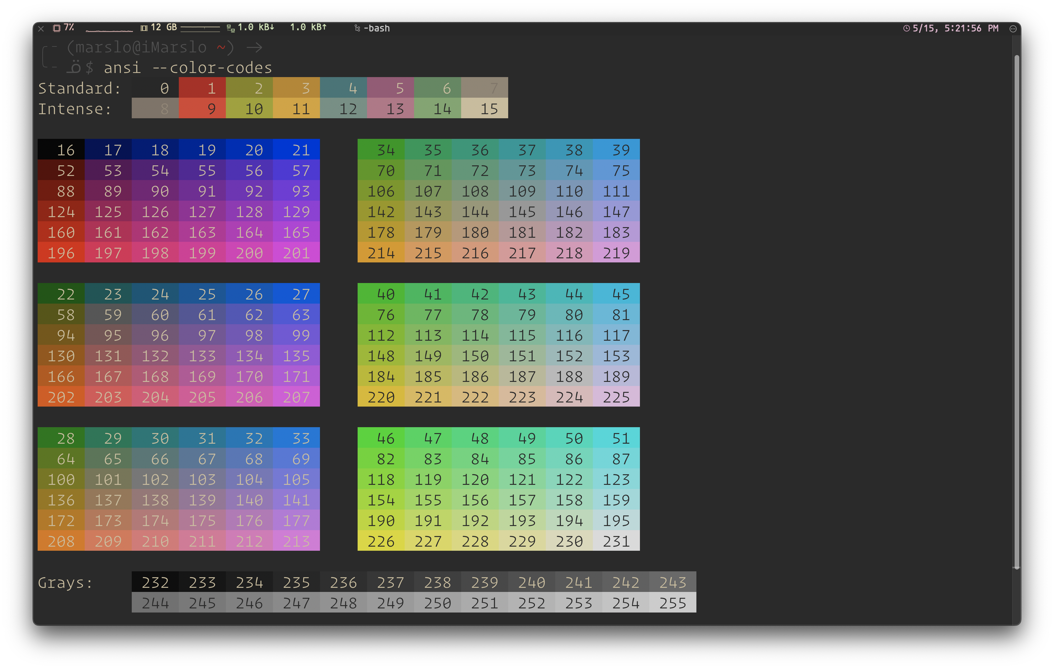 ansi color codes