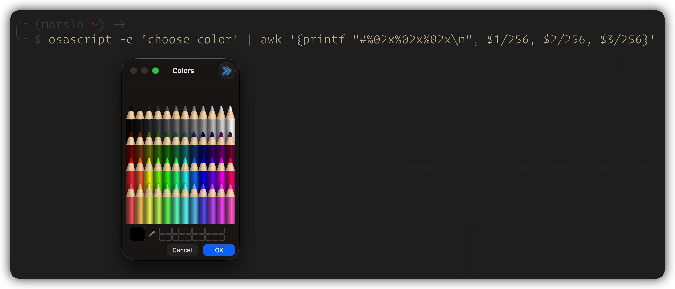 macOS color panel