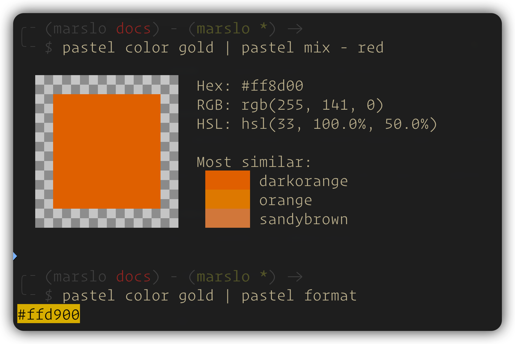 pastel format and mix