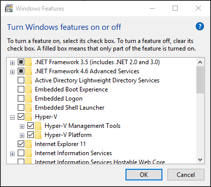 enable hyper-v in settings