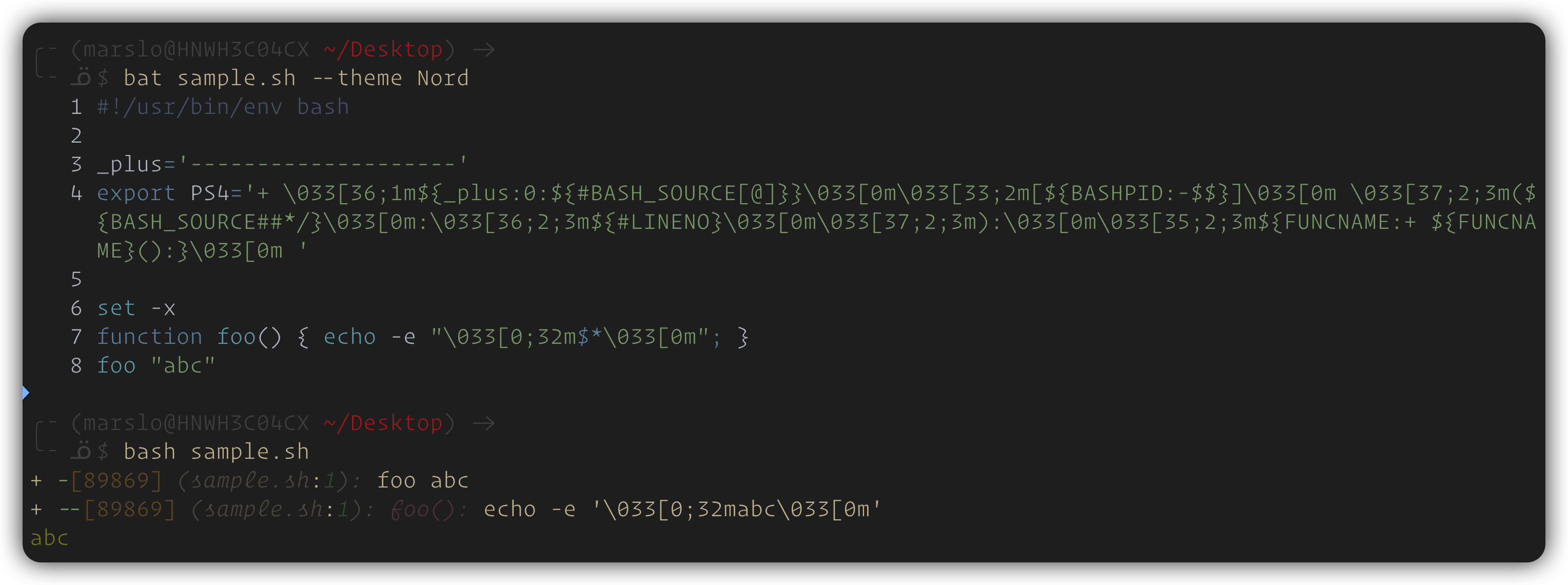 bash PS4 with levels