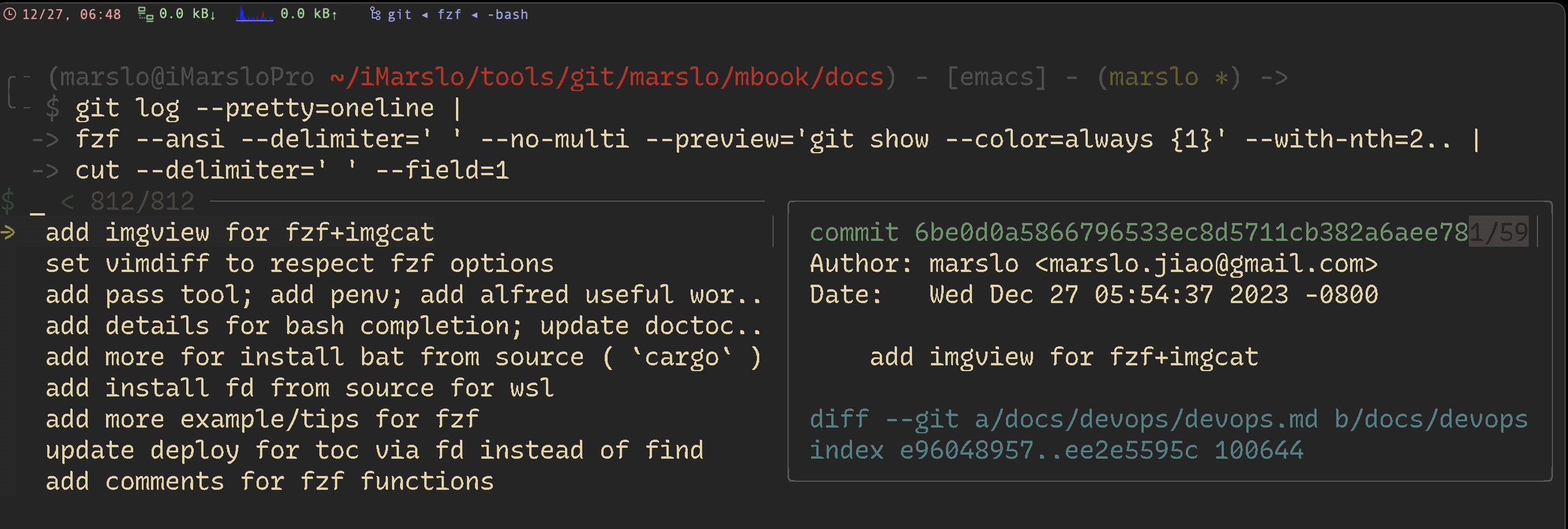 git with-nth for git comments