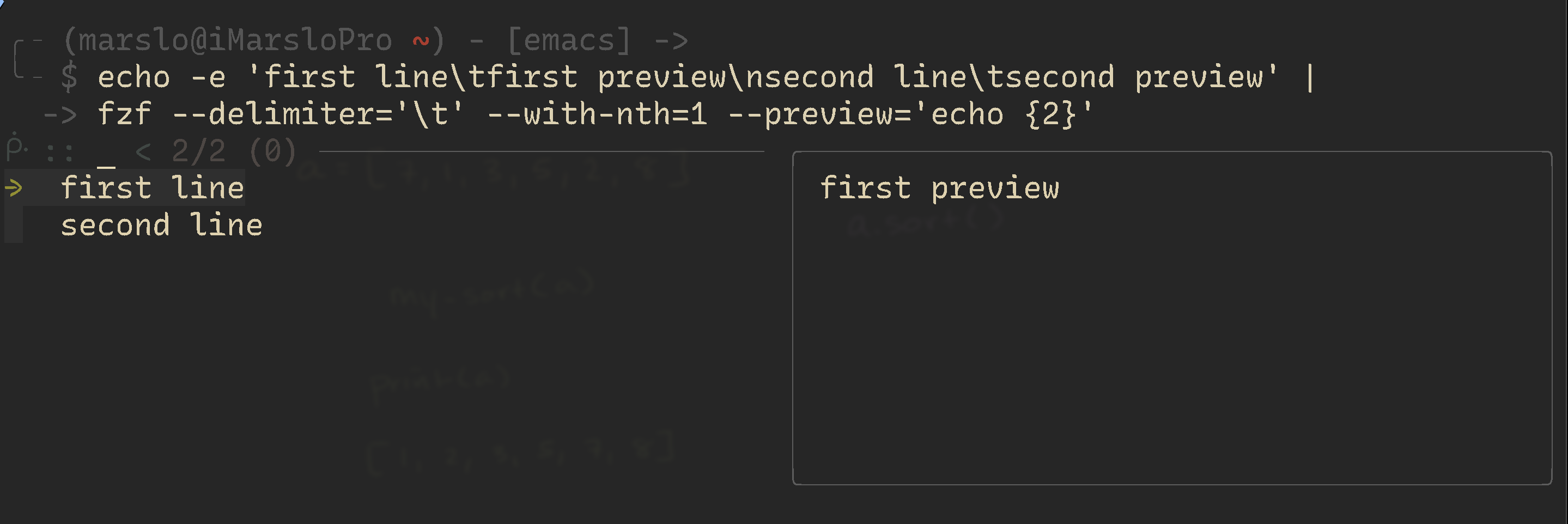 fzf --with-nth for preview