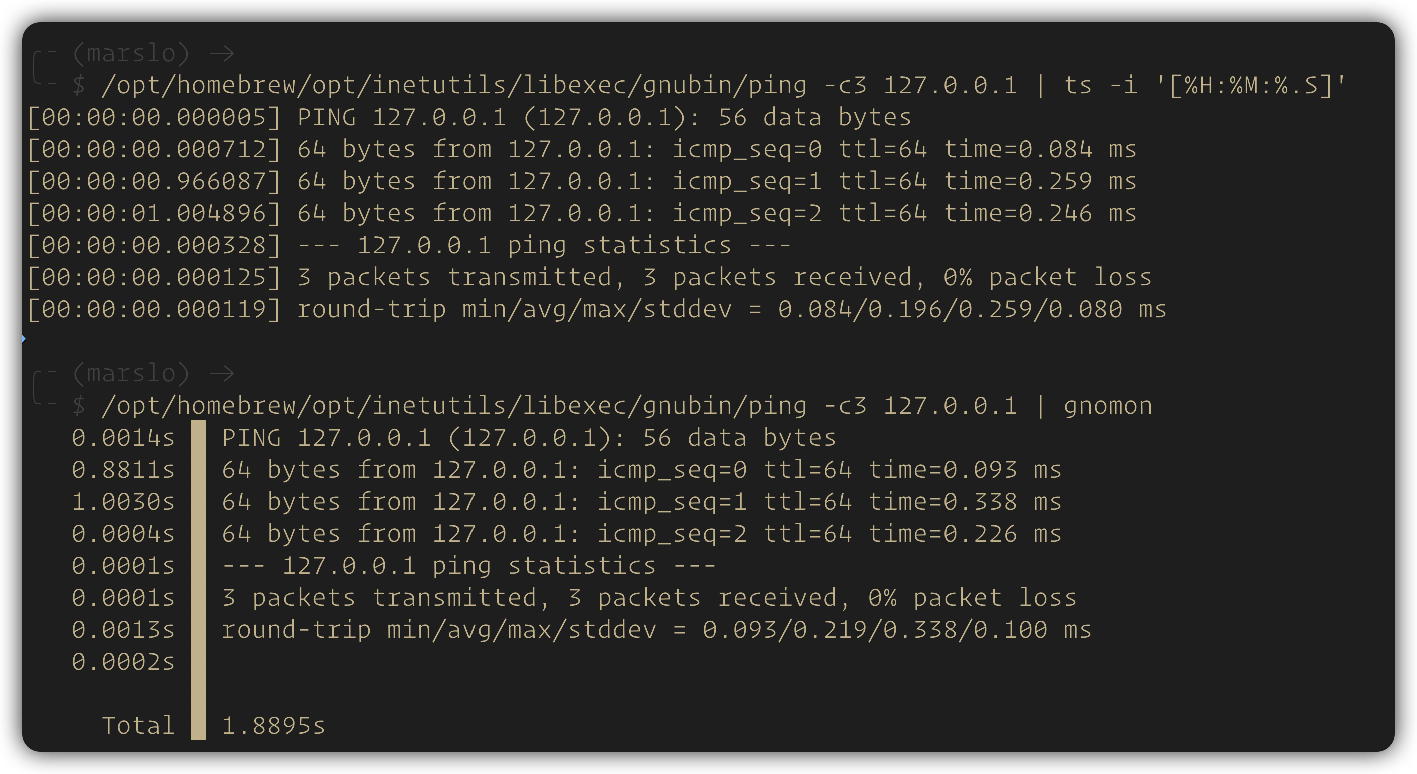 show timestamp for output