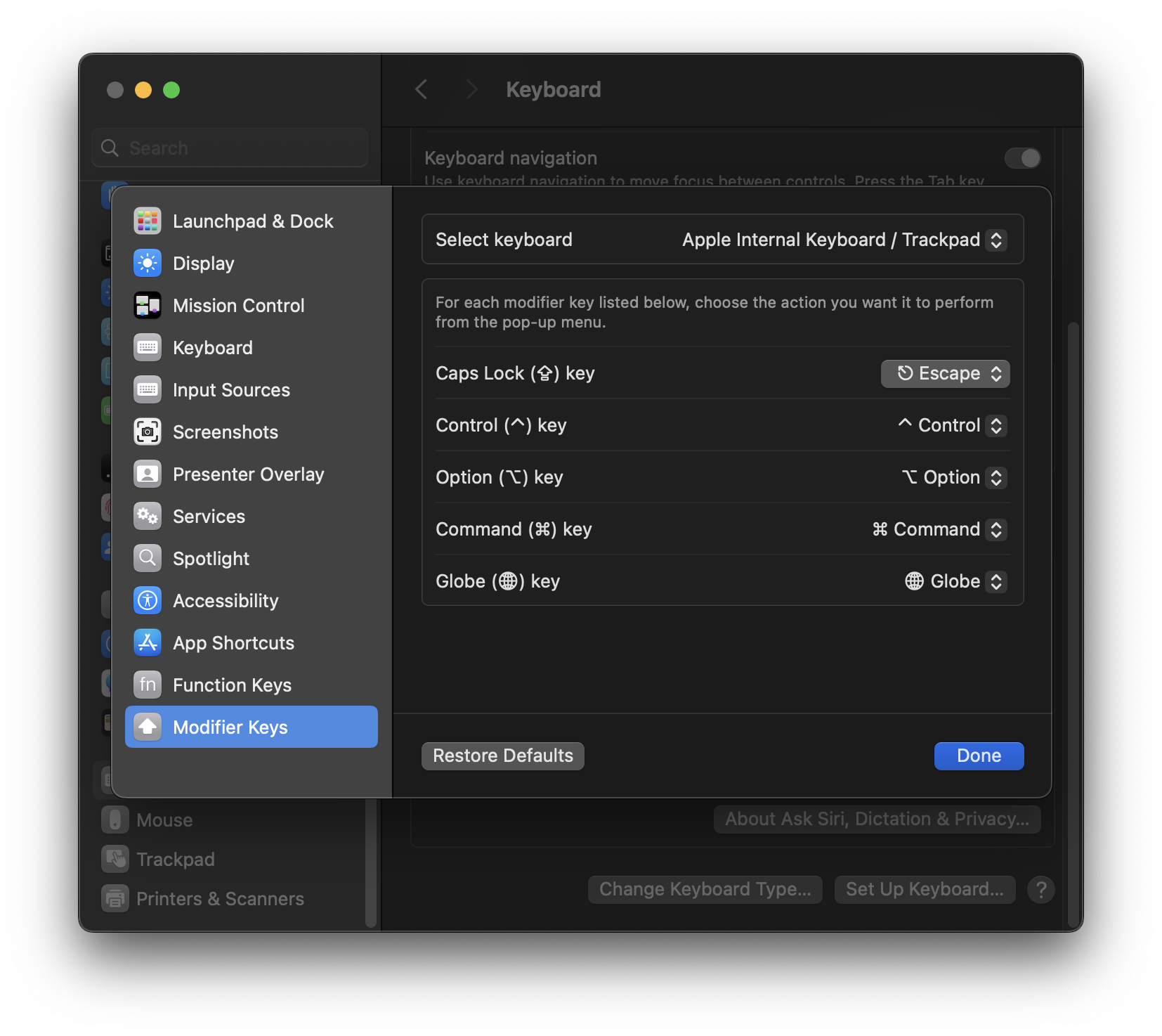 keyboard remapping for macos