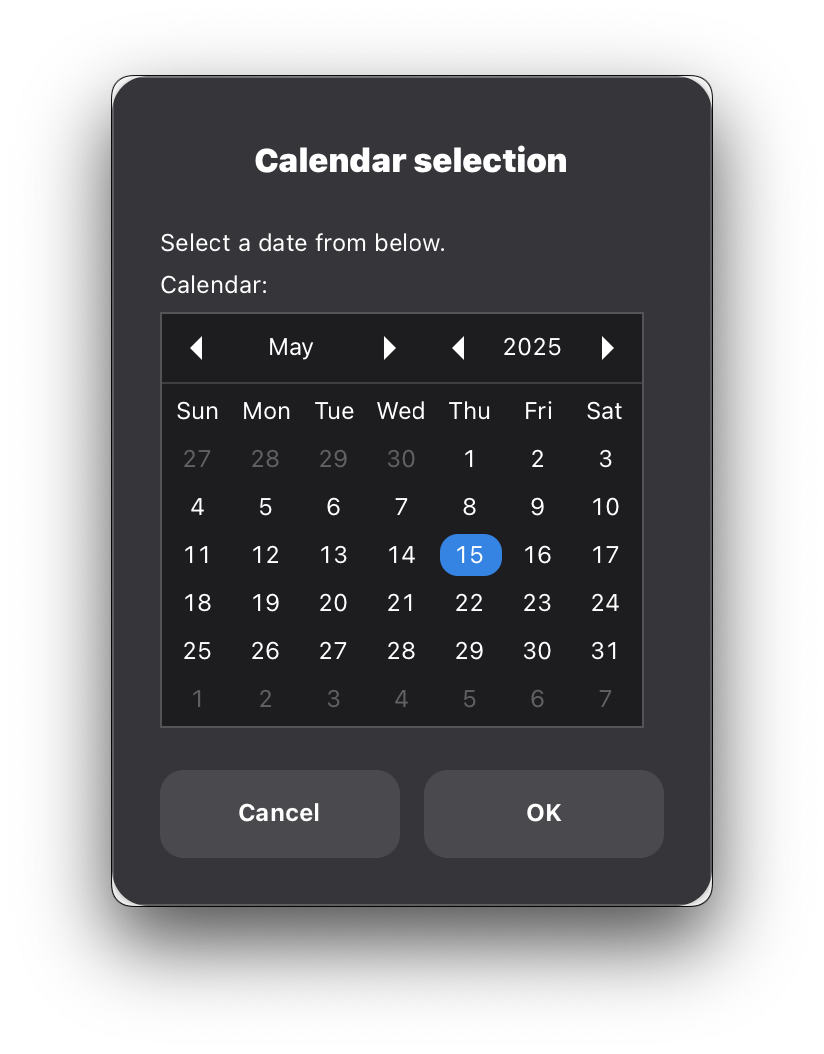 zenity calendar