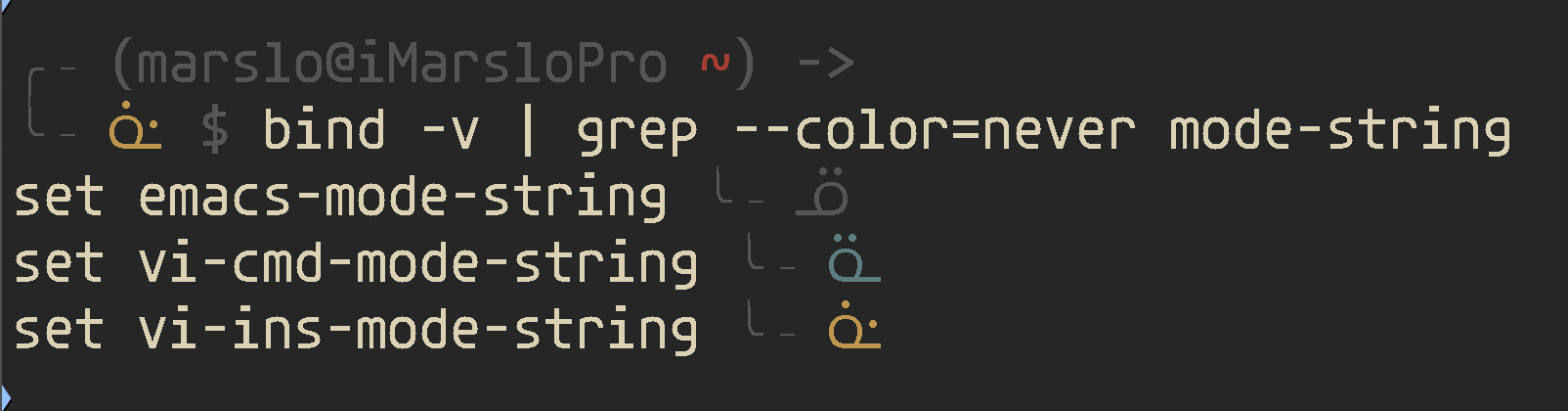 bind -v for mode-string