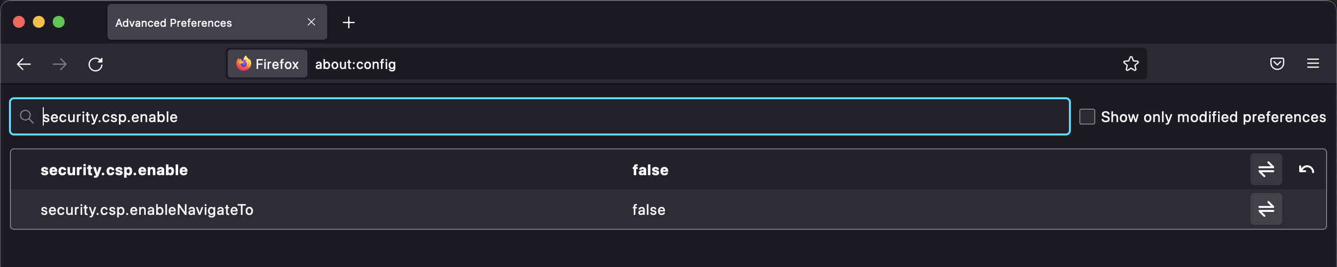 firefox disable security.csp.enable