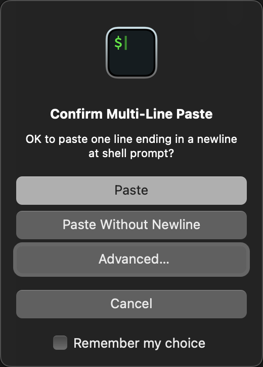 paste without newline